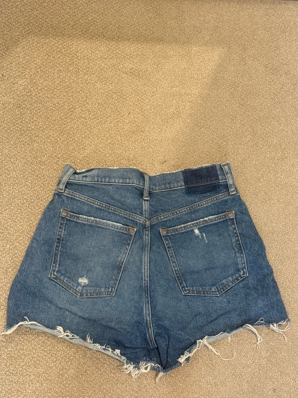 Abercrombie & Fitch Medium Blue High-Rise Cutoff Denim Shorts - Picture 2 of 3